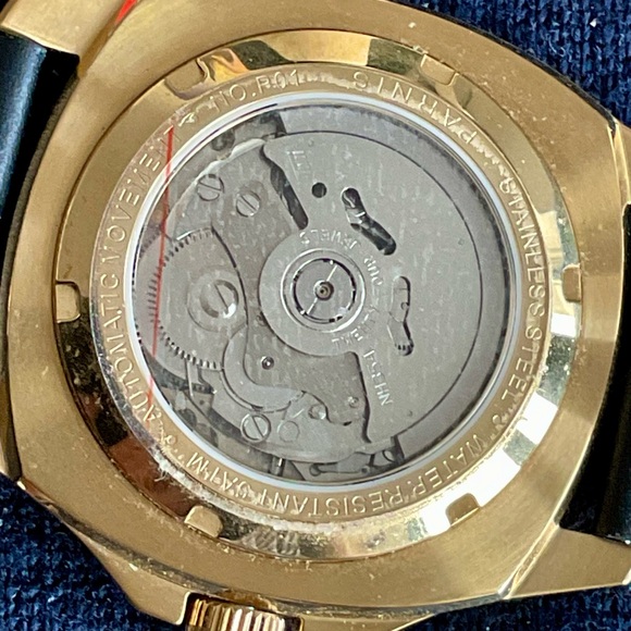 EUC Parnis 41mm Gold and Black Automatic Men's  Watch Fluted  Bezel Date - Picture 4 of 11